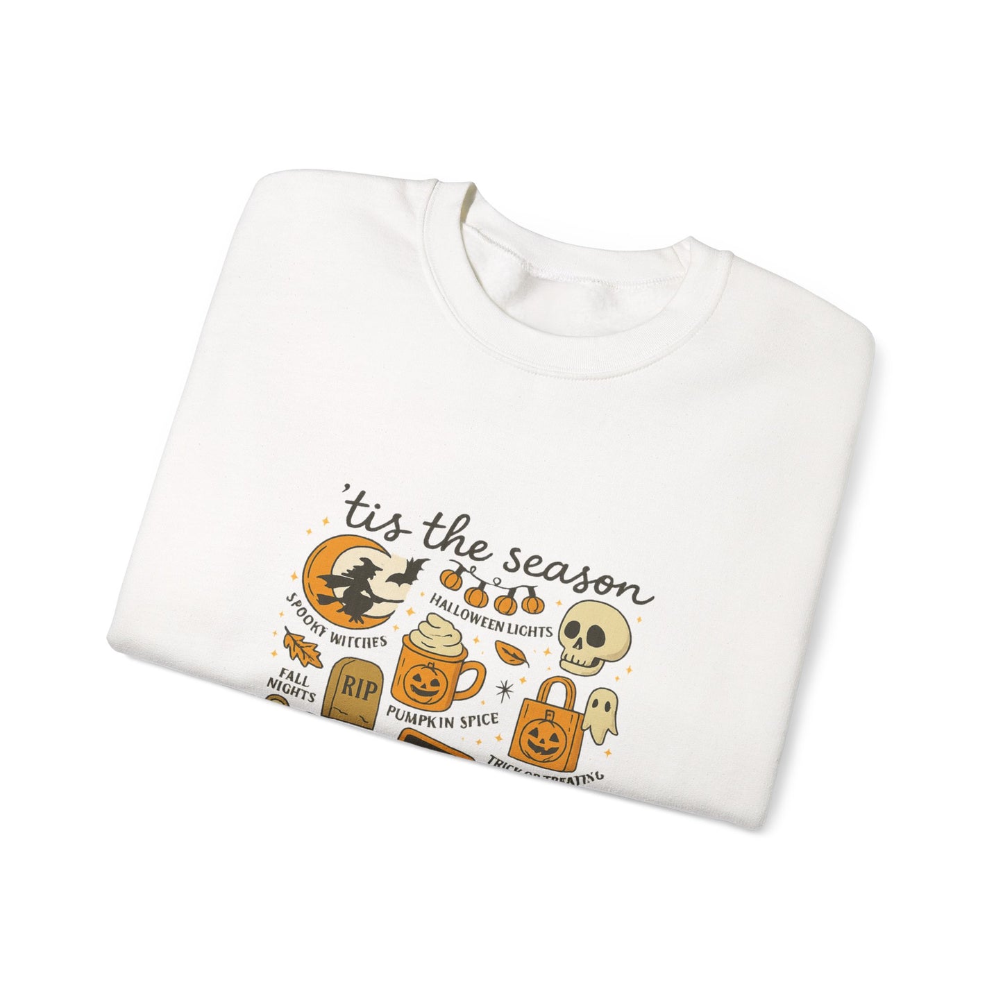 Unisex Heavy Blend™ Halloween Essentials Sweatshirt – Spooky Season Pumpkin Crewneck | mw1016