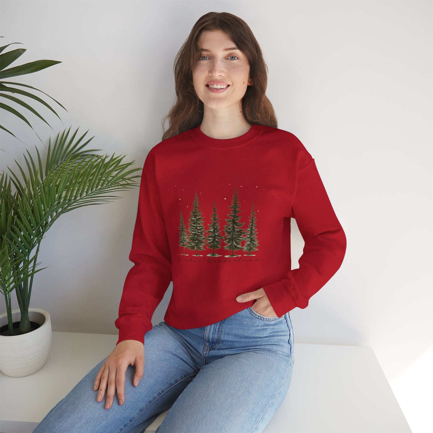 Unisex Heavy Blend™ mw2039 | Winter Wonderland Sweatshirt – Cozy Pine Tree Forest Crewneck | Aesthetic Holiday Winter Pullover