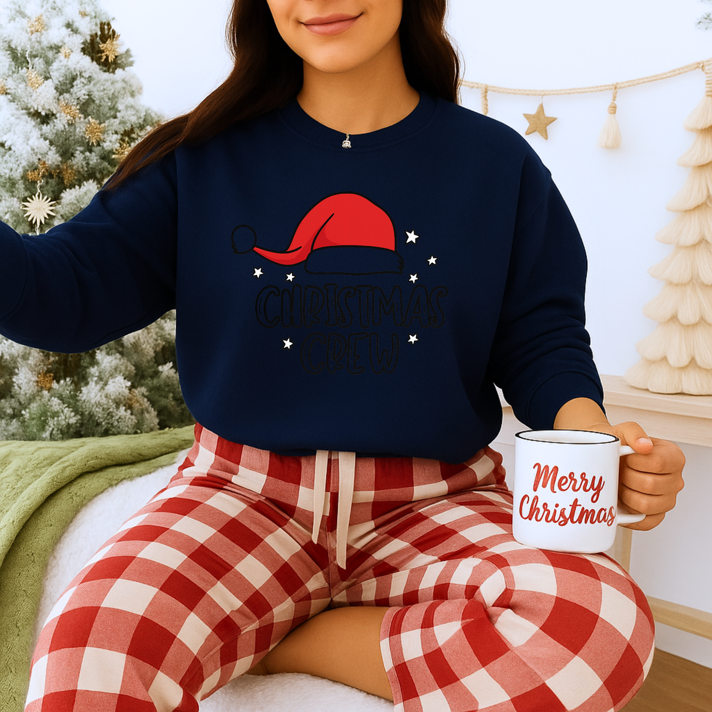 Unisex Heavy Blend™ mw2049 | Christmas Crew Sweatshirt – Matching Family Holiday Pullover, Festive Santa Hat Crewneck Outfit