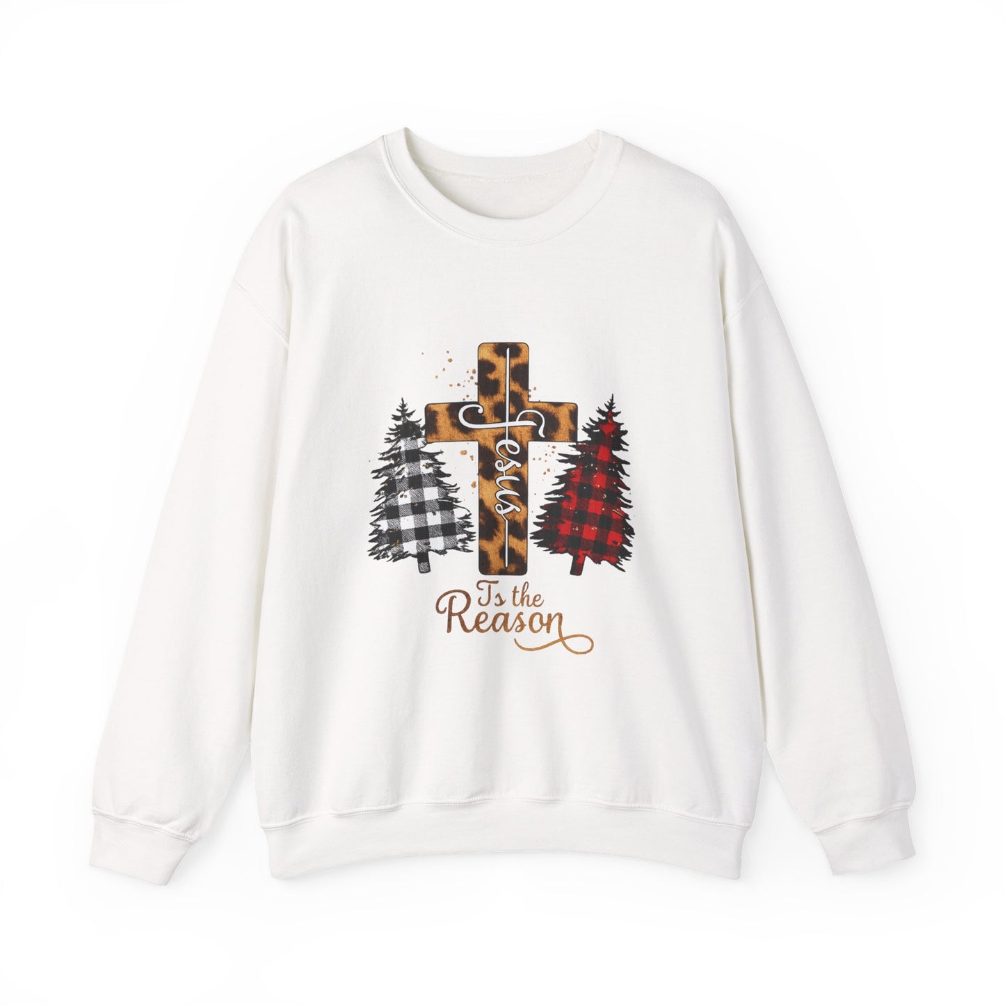 Unisex Heavy Blend™ mw2028 | Jesus Is the Reason Sweatshirt – Christian Christmas Cross Crewneck | Faith Based Unisex Holiday Gift