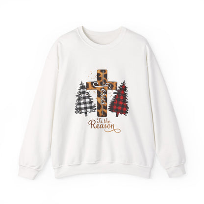 Unisex Heavy Blend™ mw2028 | Jesus Is the Reason Sweatshirt – Christian Christmas Cross Crewneck | Faith Based Unisex Holiday Gift