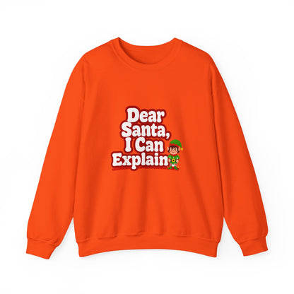 Unisex Heavy Blend™ mw2073 | Dear Santa I Can Explain Sweatshirt – Funny Christmas Elf Crewneck, Cute Holiday Pullover Sweater Gift