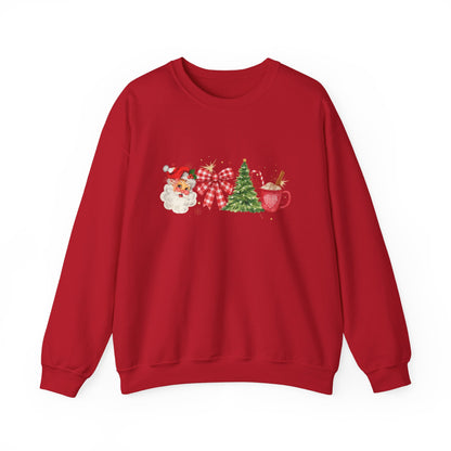 Unisex Heavy Blend™ mw2050 | Vintage Christmas Sweatshirt – Retro Santa Tree Hot Cocoa Pullover, Festive Holiday Crewneck Sweater