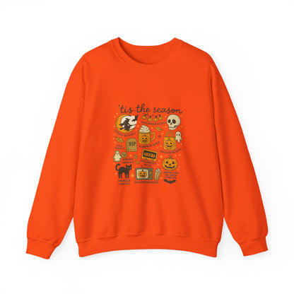 Unisex Heavy Blend™ Halloween Essentials Sweatshirt – Spooky Season Pumpkin Crewneck | mw1016