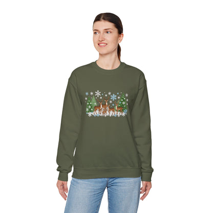 Unisex Heavy Blend™ mw2053 | Reindeer Family Christmas Sweatshirt – Festive Winter Deer Crewneck, Holiday Snowflake Pullover Sweater