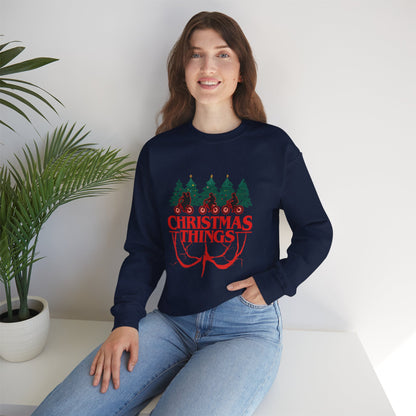 Unisex Heavy Blend™ mw2016 | Christmas Things Sweatshirt – Funny Holiday Crewneck | Cozy Unisex Winter Gift for Stranger Things Fans