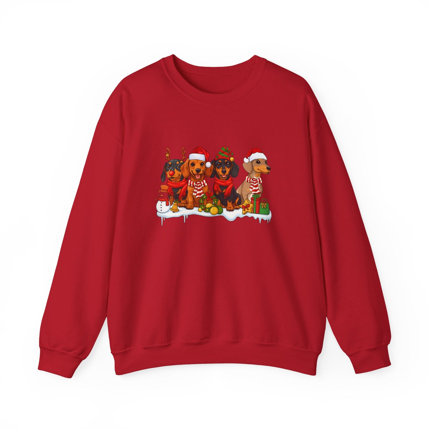 Unisex Heavy Blend™ mw2011 | Dachshund Christmas Sweatshirt – Cute Sausage Dog Holiday Crewneck | Funny Unisex Winter Gift