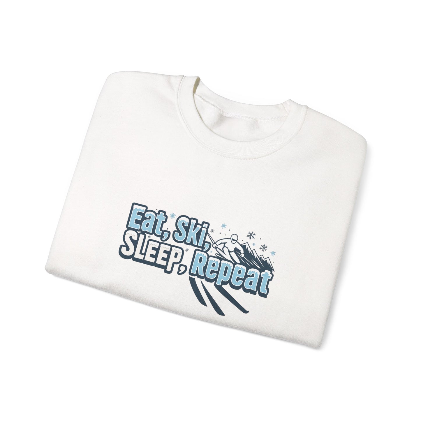 Unisex Heavy Blend™ mw2114 | Eat Ski Sleep Repeat Sweatshirt – Funny Skiing Winter Crewneck, Cozy Snow Sports Gift for Ski Lovers