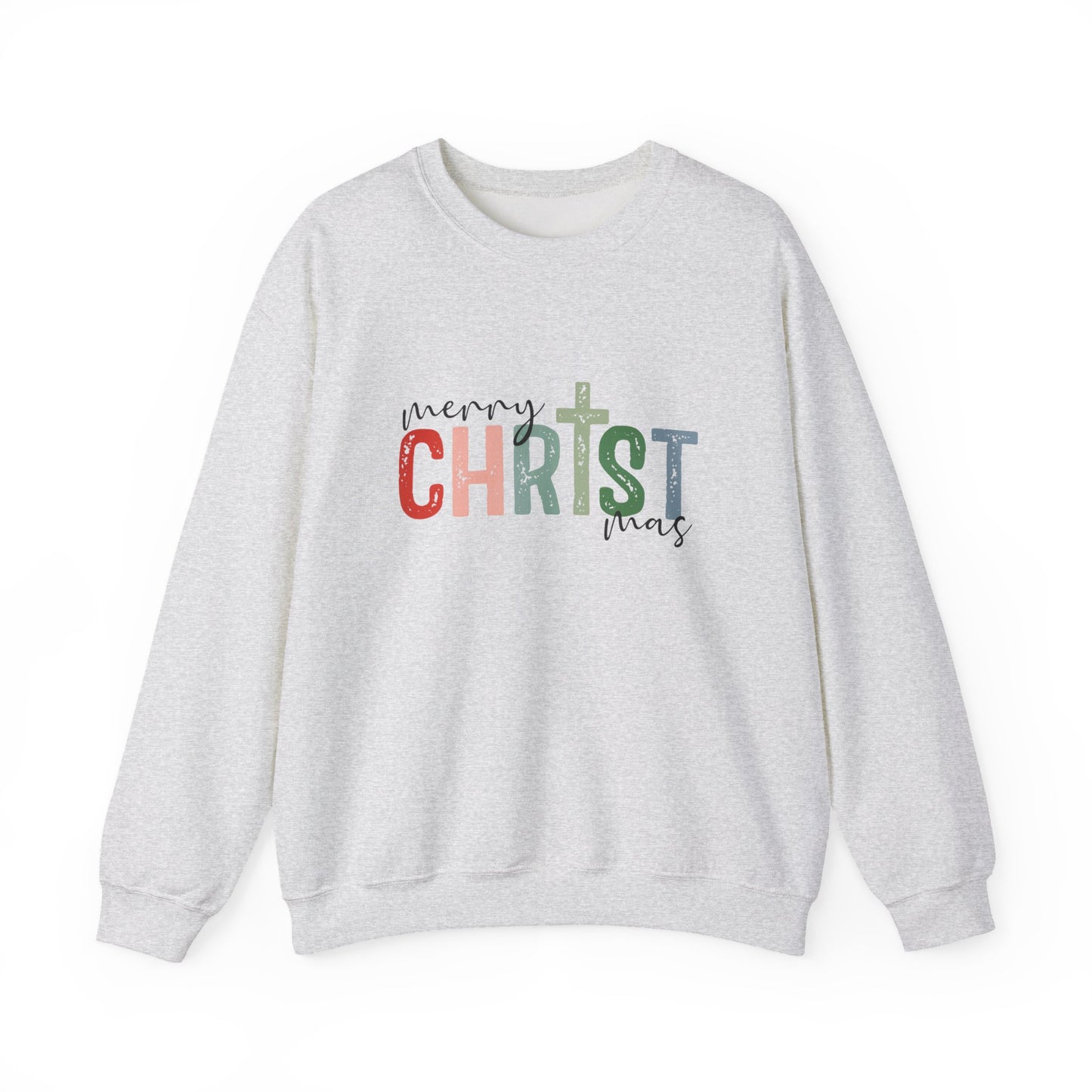 Unisex Heavy Blend™ mw2010 | Merry CHRISTmas Sweatshirt – Christian Holiday Crewneck with Cross | Faith Based Unisex Christmas Gift