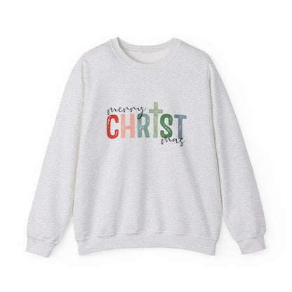 Unisex Heavy Blend™ mw2010 | Merry CHRISTmas Sweatshirt – Christian Holiday Crewneck with Cross | Faith Based Unisex Christmas Gift