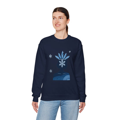 Unisex Heavy Blend™ mw2139 | Ice Queen Silhouette Sweatshirt – Elegant Snowflake Winter Crown Crewneck, Cozy Holiday Gift