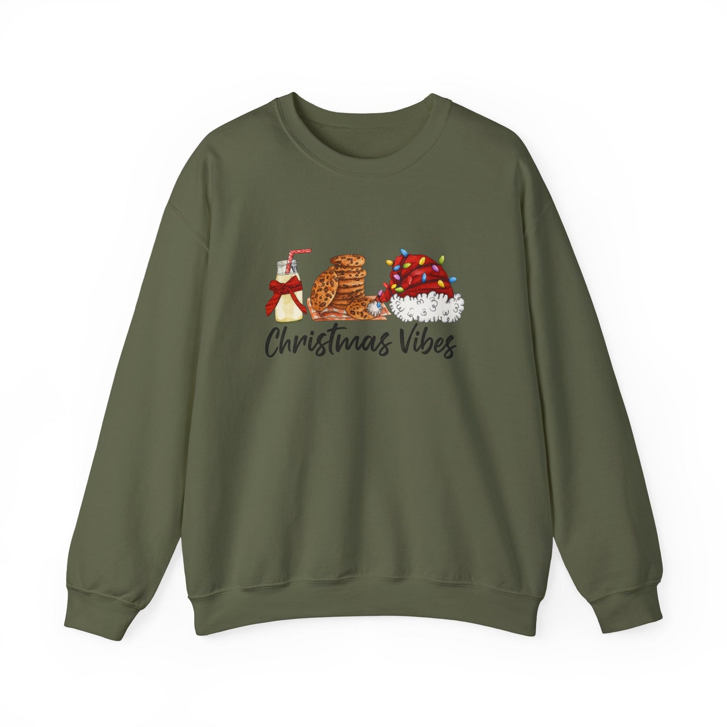 Unisex Heavy Blend™ mw2029 | Christmas Vibes Sweatshirt – Festive Milk & Cookies Holiday Crewneck | Cozy Unisex Winter Gift
