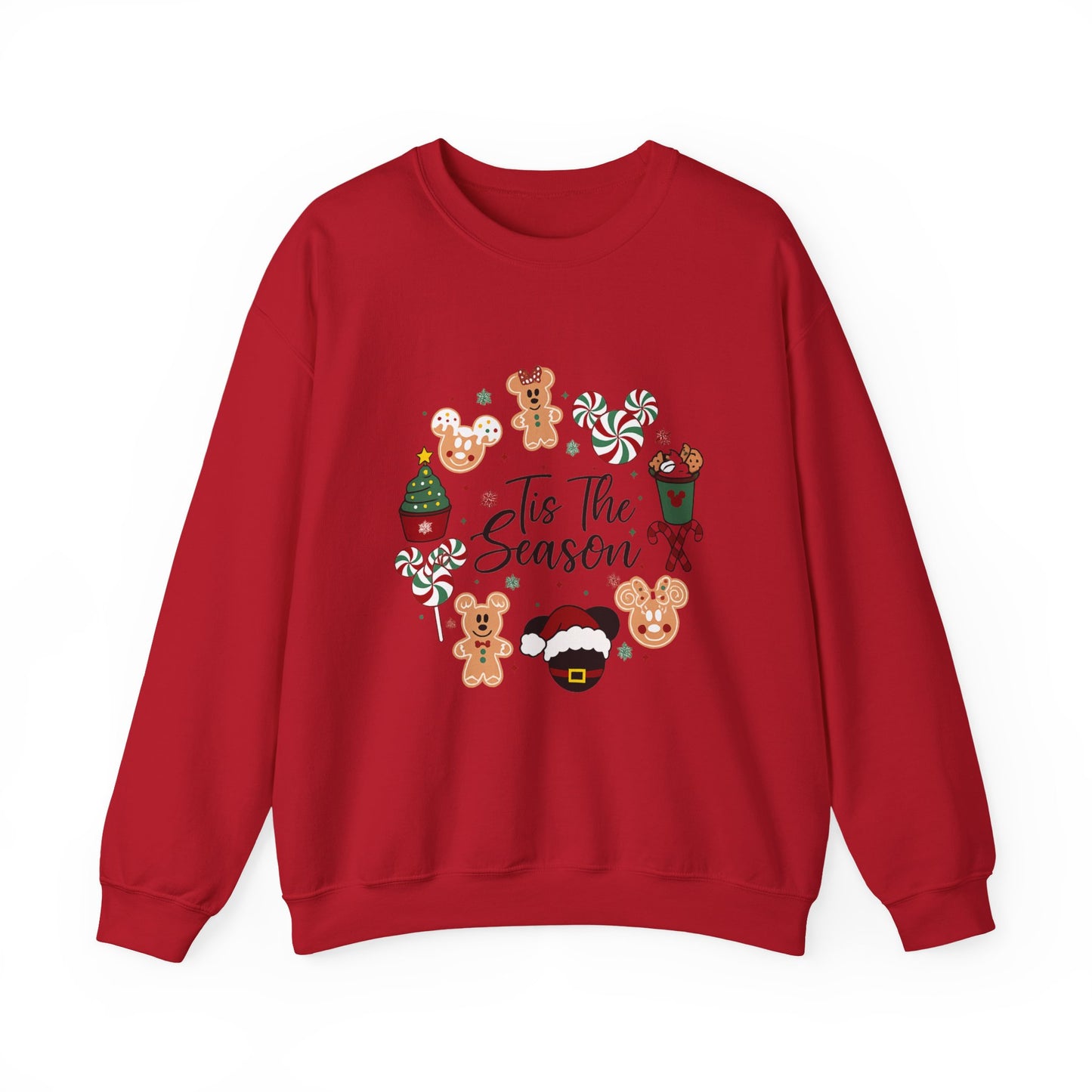 Unisex Heavy Blend™ mw2034 | Tis The Season Christmas Sweatshirt – Cute Gingerbread & Candy Holiday Crewneck | Cozy Unisex Winter Gift