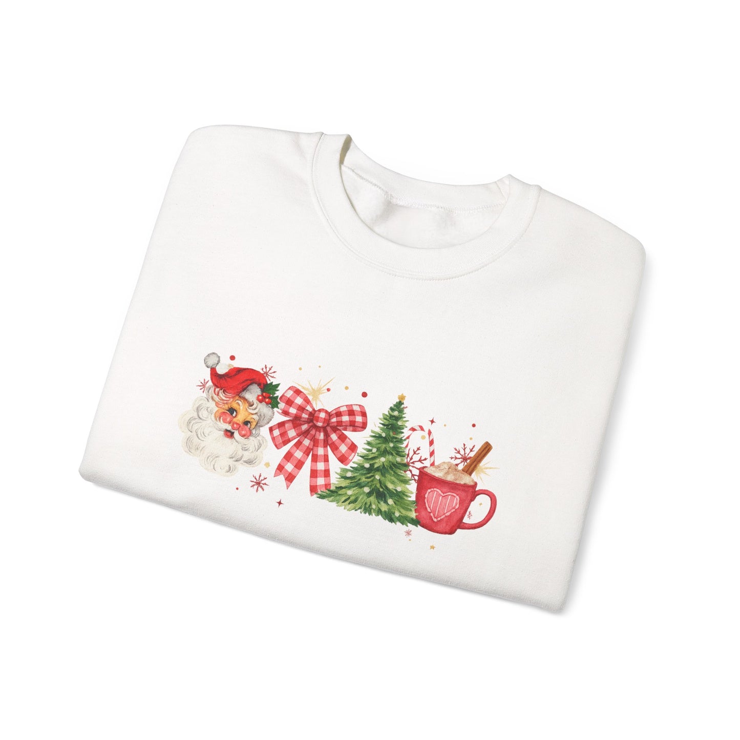 Unisex Heavy Blend™ mw2050 | Vintage Christmas Sweatshirt – Retro Santa Tree Hot Cocoa Pullover, Festive Holiday Crewneck Sweater