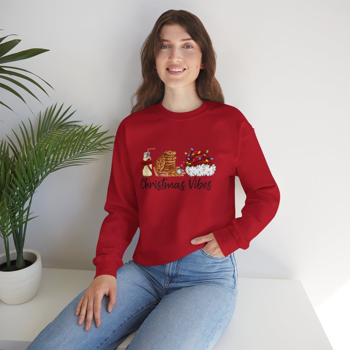 Unisex Heavy Blend™ mw2029 | Christmas Vibes Sweatshirt – Festive Milk & Cookies Holiday Crewneck | Cozy Unisex Winter Gift