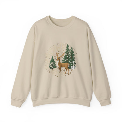 Unisex Heavy Blend™ mw2055 | Reindeer Snowflake Christmas Sweatshirt – Festive Winter Deer Crewneck, Holiday Pullover Sweater