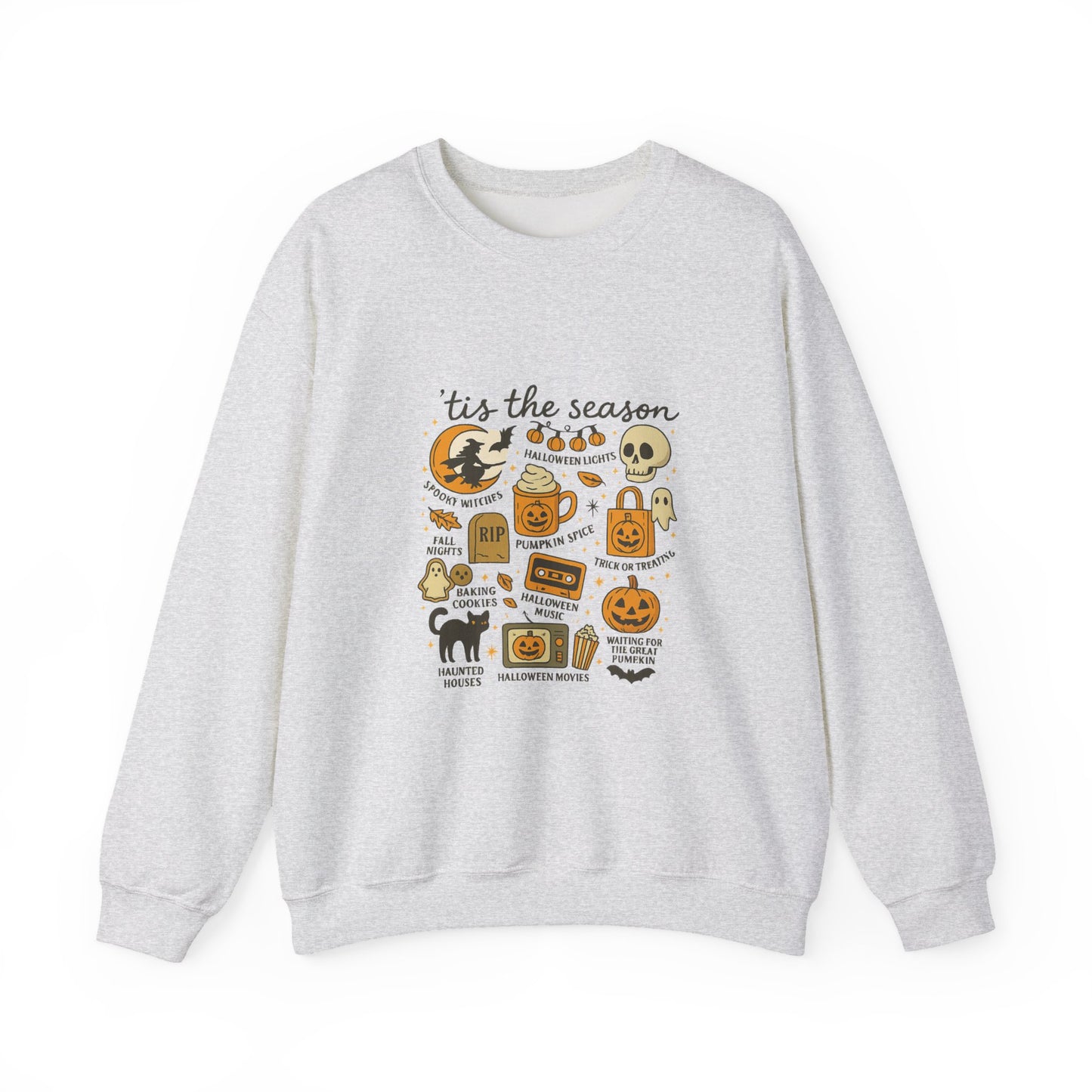 Unisex Heavy Blend™ Halloween Essentials Sweatshirt – Spooky Season Pumpkin Crewneck | mw1016