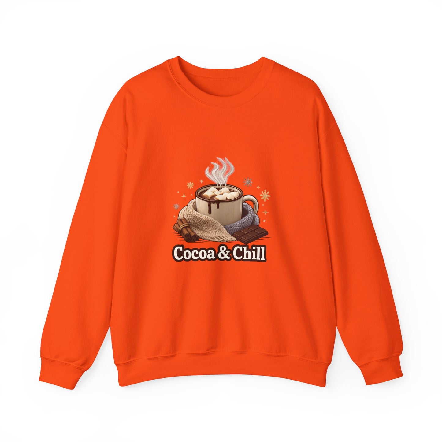 Unisex Heavy Blend™ mw2137 | Cocoa and Chill Christmas Sweatshirt – Cozy Hot Chocolate Holiday Crewneck, Cute Winter Gift