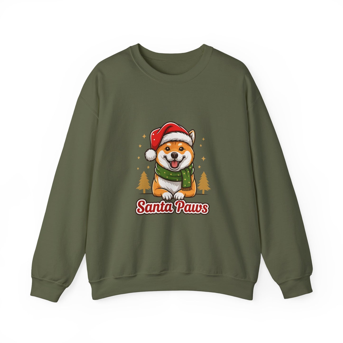 Unisex Heavy Blend™ mw2097 | Santa Paws Shiba Inu Christmas Sweatshirt – Cute Dog Holiday Crewneck, Festive Xmas Gift for Pet Lovers