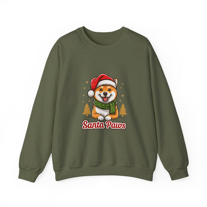 Unisex Heavy Blend™ mw2097 | Santa Paws Shiba Inu Christmas Sweatshirt – Cute Dog Holiday Crewneck, Festive Xmas Gift for Pet Lovers