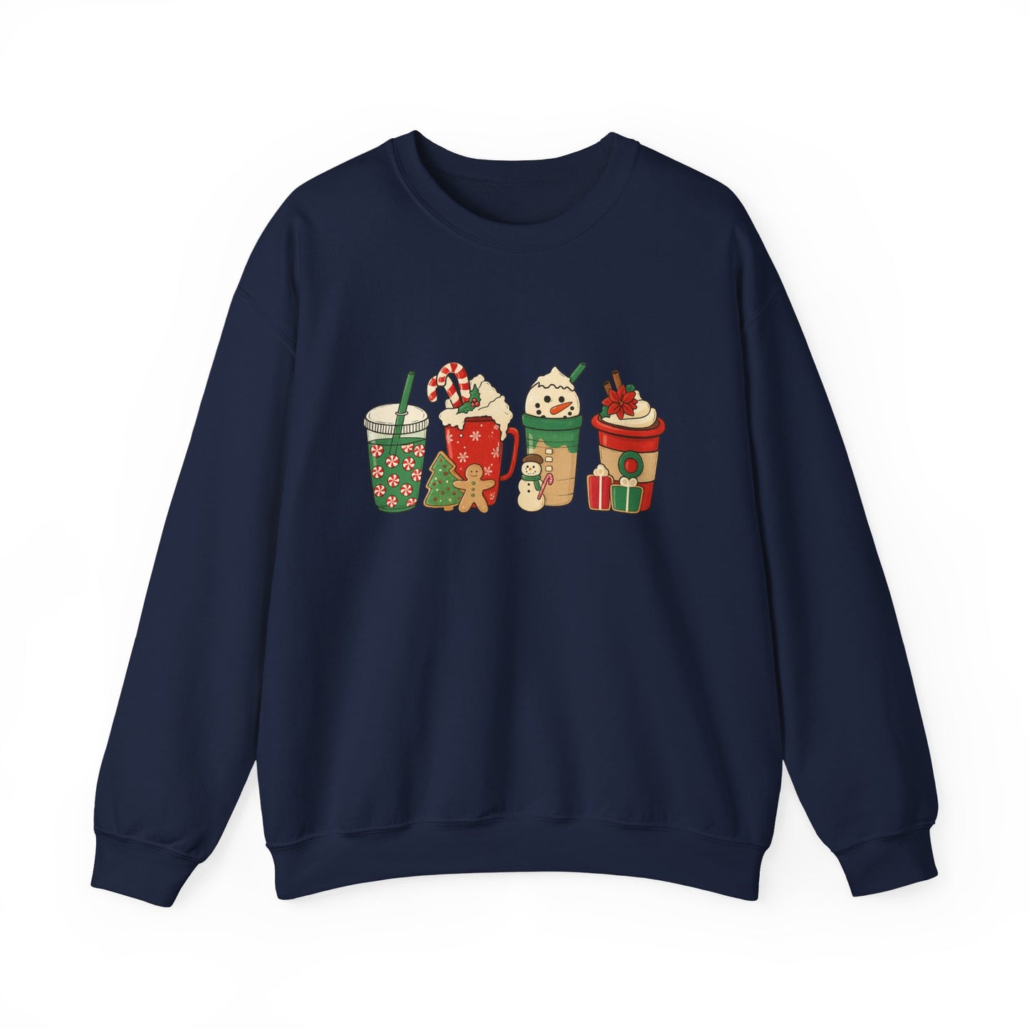 Unisex Heavy Blend™ mw2031 | Christmas Drinks Sweatshirt – Festive Coffee & Hot Cocoa Holiday Crewneck | Cozy Unisex Winter Gift