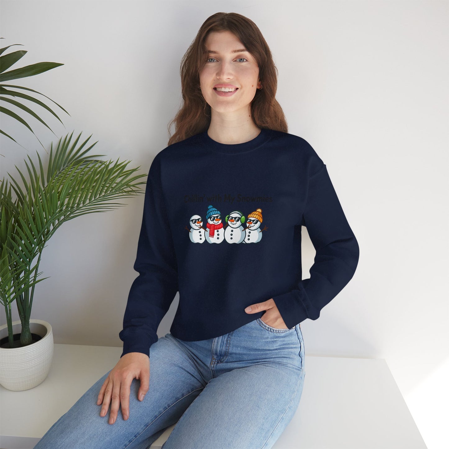 Unisex Heavy Blend™ mw2111 | Chillin’ With My Snowmies Christmas Sweatshirt – Funny Snowman Holiday Crewneck, Cute Winter Xmas Gift