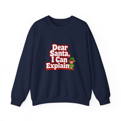 Unisex Heavy Blend™ mw2073 | Dear Santa I Can Explain Sweatshirt – Funny Christmas Elf Crewneck, Cute Holiday Pullover Sweater Gift