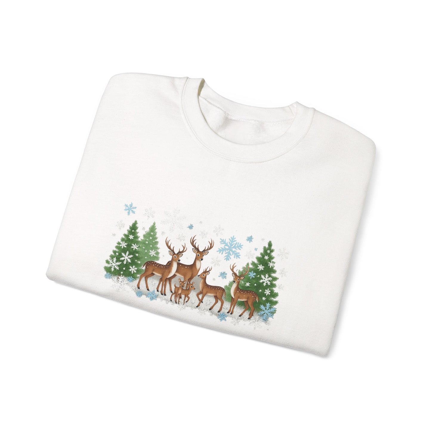 Unisex Heavy Blend™ mw2053 | Reindeer Family Christmas Sweatshirt – Festive Winter Deer Crewneck, Holiday Snowflake Pullover Sweater