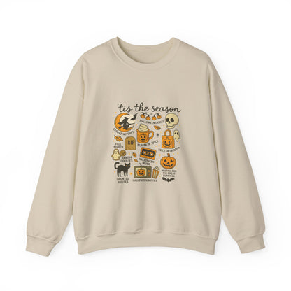Unisex Heavy Blend™ Halloween Essentials Sweatshirt – Spooky Season Pumpkin Crewneck | mw1016