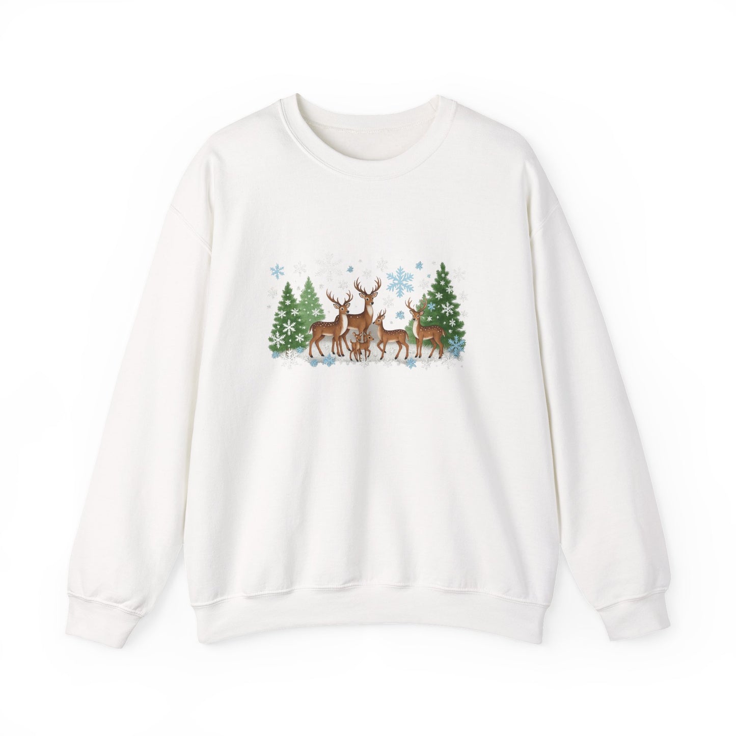 Unisex Heavy Blend™ mw2053 | Reindeer Family Christmas Sweatshirt – Festive Winter Deer Crewneck, Holiday Snowflake Pullover Sweater