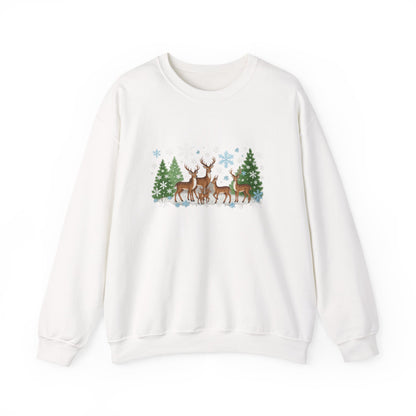 Unisex Heavy Blend™ mw2053 | Reindeer Family Christmas Sweatshirt – Festive Winter Deer Crewneck, Holiday Snowflake Pullover Sweater