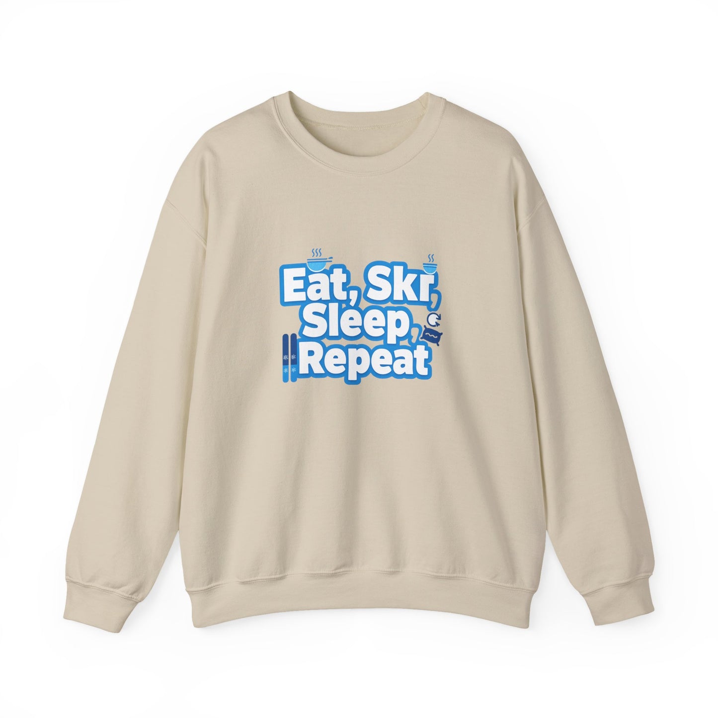 Unisex Heavy Blend™ mw2115 | Eat Ski Sleep Repeat Sweatshirt – Funny Skiing Winter Crewneck, Cozy Snow Sports Gift for Ski Lovers