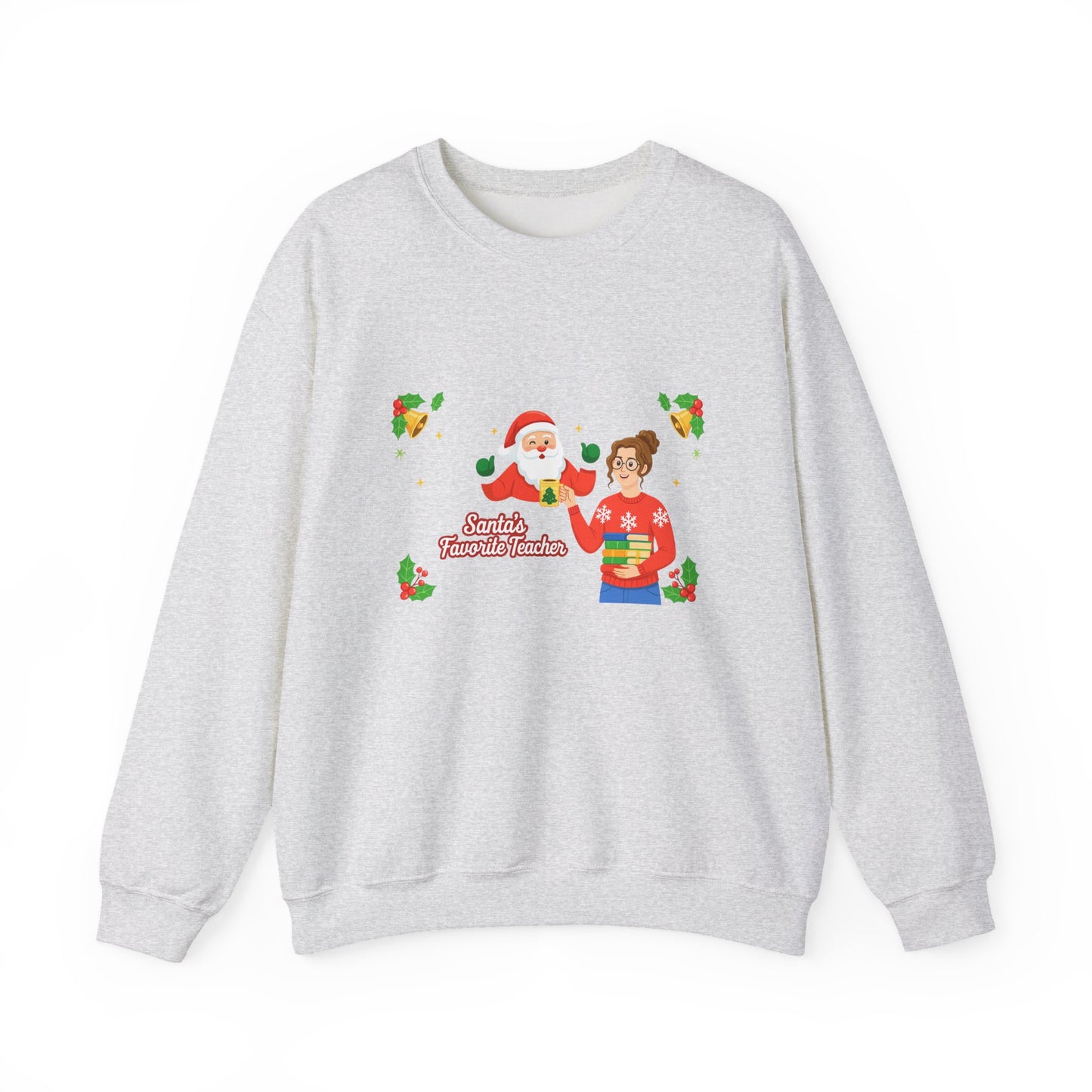 Unisex Heavy Blend™ mw2080 | Santa’s Favorite Teacher Christmas Sweatshirt – Cute Holiday Gift for Teachers, Festive School Pullover Sweater