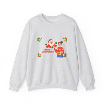 Unisex Heavy Blend™ mw2080 | Santa’s Favorite Teacher Christmas Sweatshirt – Cute Holiday Gift for Teachers, Festive School Pullover Sweater