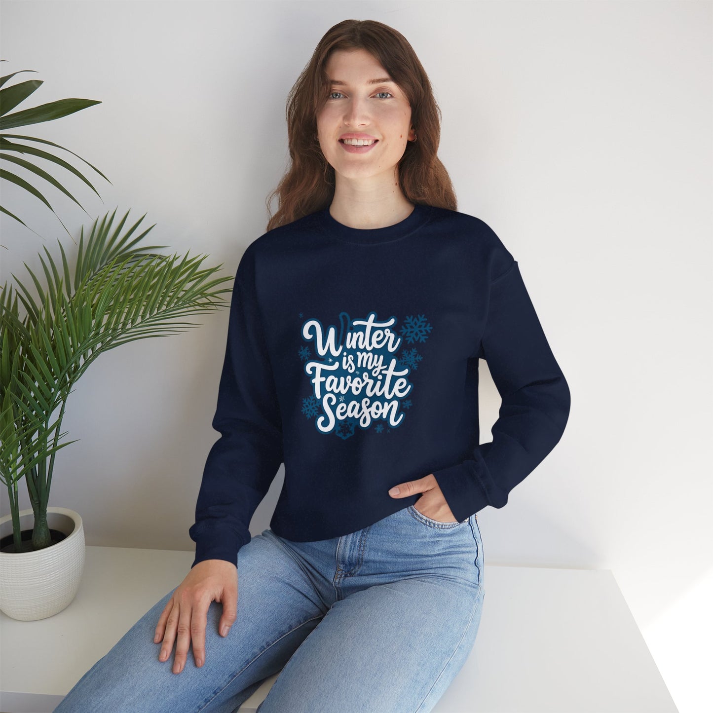 Unisex Heavy Blend™ mw2100 | Winter Is My Favorite Season Sweatshirt – Cozy Snowflake Winter Crewneck, Cute Cold Weather Gift