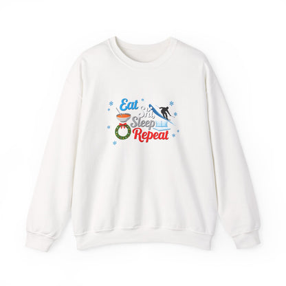 Unisex Heavy Blend™ mw2116 | Eat Ski Sleep Repeat Sweatshirt – Funny Skiing Winter Crewneck, Cozy Snow Sports Gift for Ski Lovers