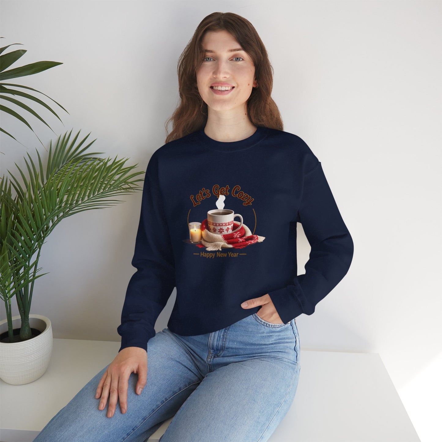 Unisex Heavy Blend™ mw2112 | Let’s Get Cozy New Year Sweatshirt – Warm Winter Holiday Crewneck, Cute Cozy Xmas Gift