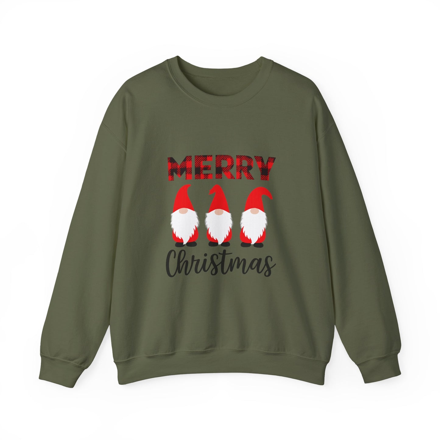 Unisex Heavy Blend™ mw2009 | Merry Christmas Gnome Sweatshirt – Buffalo Plaid Holiday Crewneck | Cozy Unisex Winter Gift