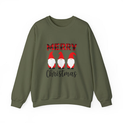 Unisex Heavy Blend™ mw2009 | Merry Christmas Gnome Sweatshirt – Buffalo Plaid Holiday Crewneck | Cozy Unisex Winter Gift