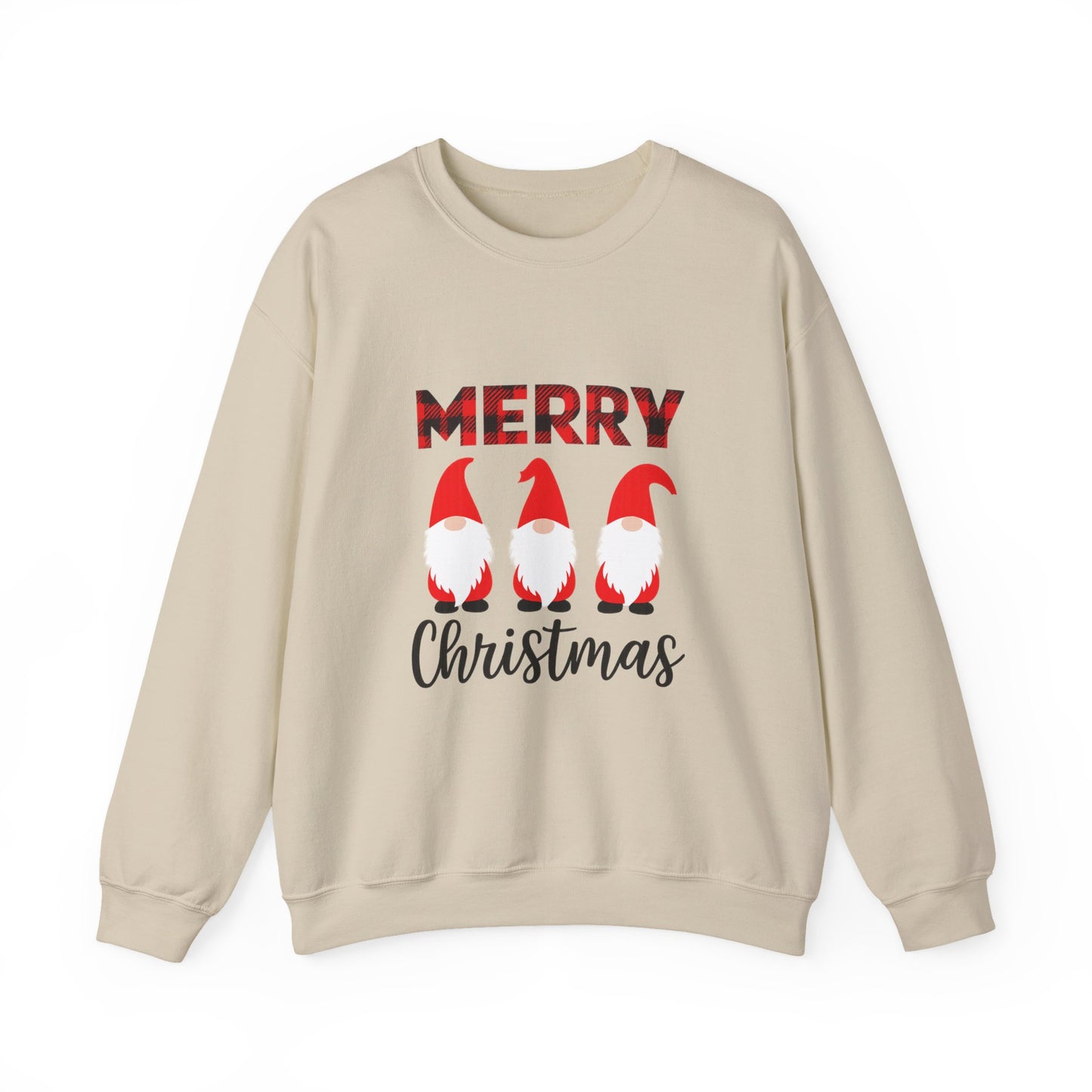 Unisex Heavy Blend™ mw2009 | Merry Christmas Gnome Sweatshirt – Buffalo Plaid Holiday Crewneck | Cozy Unisex Winter Gift