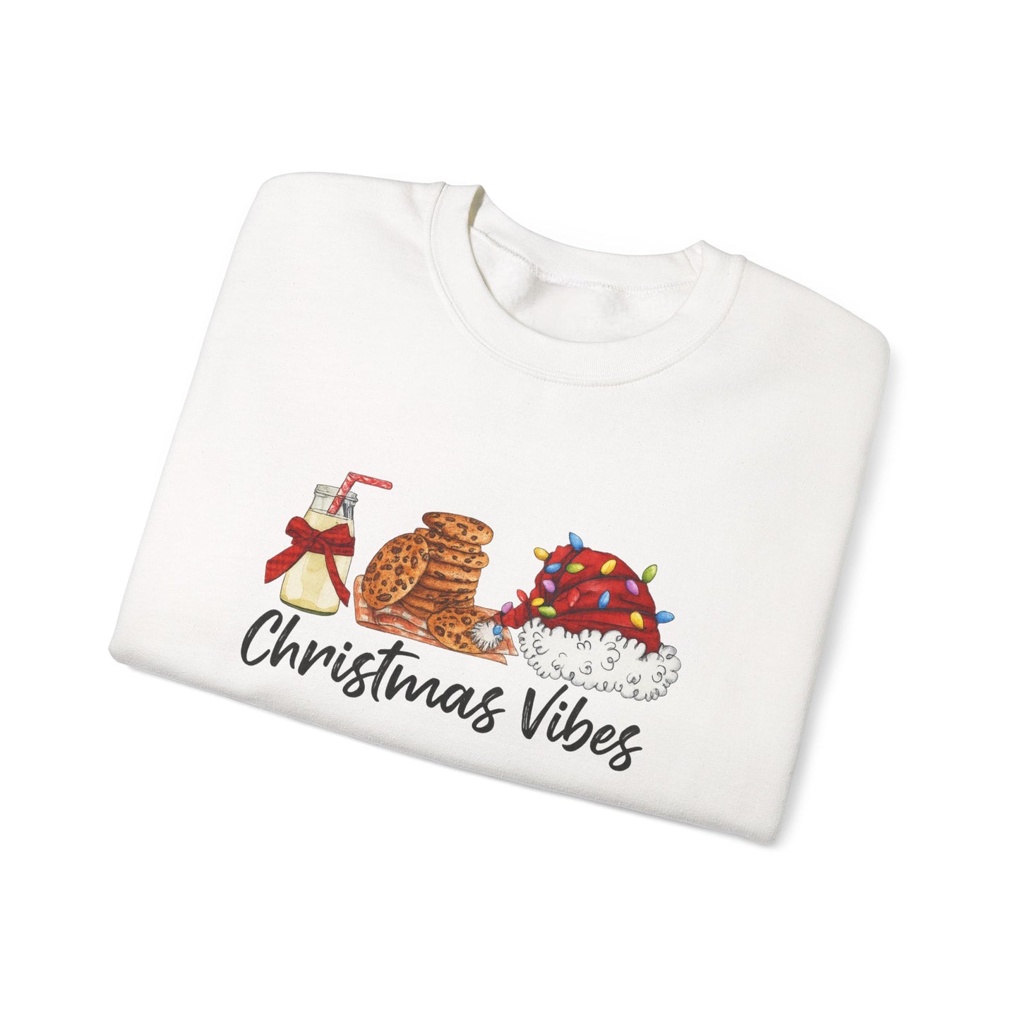 Unisex Heavy Blend™ mw2029 | Christmas Vibes Sweatshirt – Festive Milk & Cookies Holiday Crewneck | Cozy Unisex Winter Gift