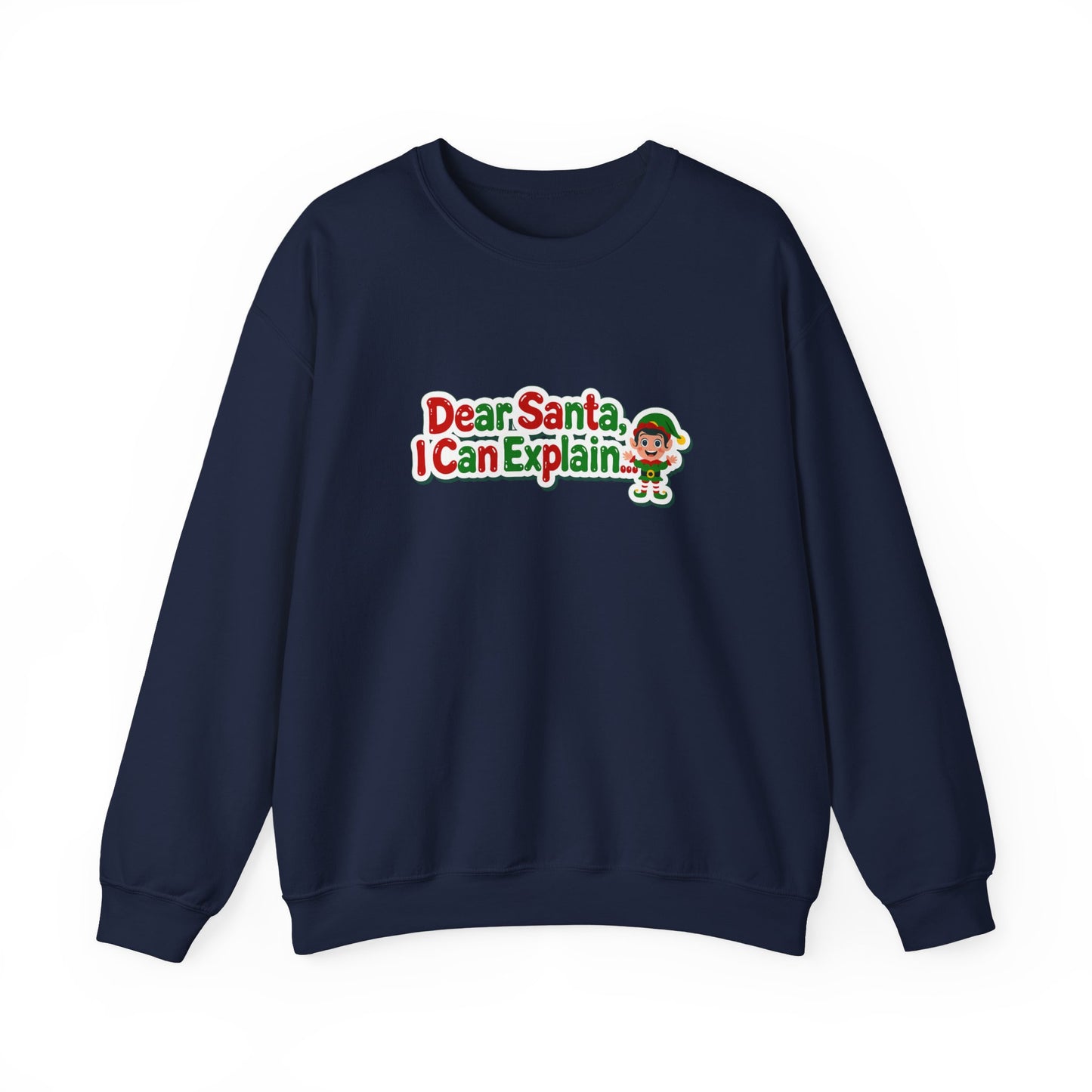 Unisex Heavy Blend™ mw2072 | Dear Santa I Can Explain Sweatshirt – Funny Christmas Elf Holiday Crewneck, Festive Winter Pullover