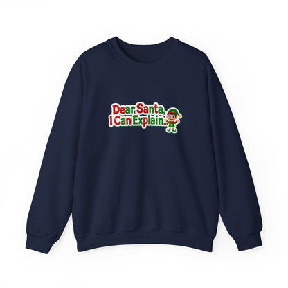 Unisex Heavy Blend™ mw2072 | Dear Santa I Can Explain Sweatshirt – Funny Christmas Elf Holiday Crewneck, Festive Winter Pullover