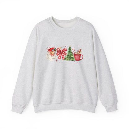 Unisex Heavy Blend™ mw2050 | Vintage Christmas Sweatshirt – Retro Santa Tree Hot Cocoa Pullover, Festive Holiday Crewneck Sweater