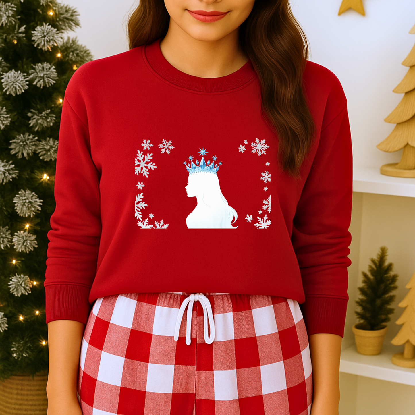 Unisex Heavy Blend™ mw2140 | Ice Queen Silhouette Sweatshirt – Elegant Snowflake Winter Crown Crewneck, Cozy Holiday Gift