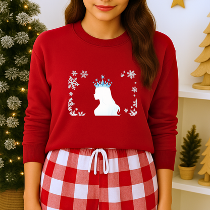 Unisex Heavy Blend™ mw2140 | Ice Queen Silhouette Sweatshirt – Elegant Snowflake Winter Crown Crewneck, Cozy Holiday Gift