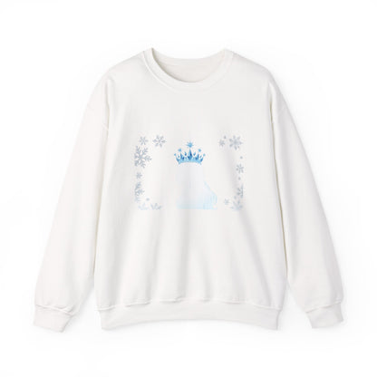 Unisex Heavy Blend™ mw2140 | Ice Queen Silhouette Sweatshirt – Elegant Snowflake Winter Crown Crewneck, Cozy Holiday Gift