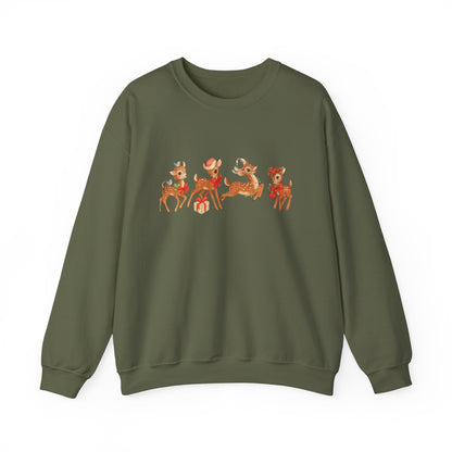 Unisex Heavy Blend™ mw2044 | Vintage Reindeer Christmas Sweatshirt – Cute Retro Deer Holiday Crewneck, Festive Winter Pullover