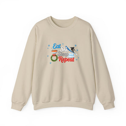 Unisex Heavy Blend™ mw2116 | Eat Ski Sleep Repeat Sweatshirt – Funny Skiing Winter Crewneck, Cozy Snow Sports Gift for Ski Lovers
