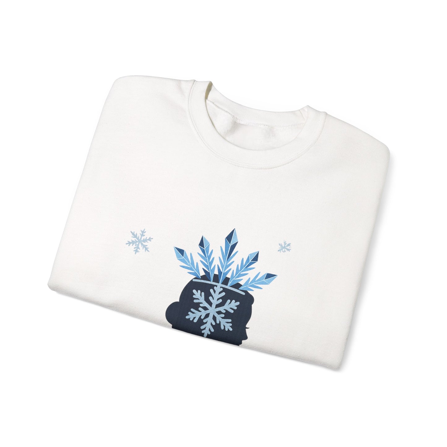 Unisex Heavy Blend™ mw2139 | Ice Queen Silhouette Sweatshirt – Elegant Snowflake Winter Crown Crewneck, Cozy Holiday Gift
